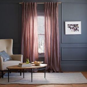 2 42x96” Stella West Elm Dusty Rose Mauve Crinkle Cotton Curtain Panel Drape